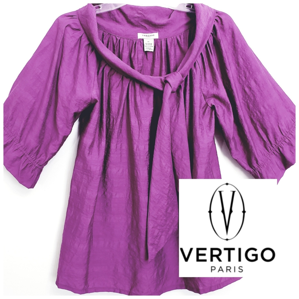 Nwt Vertigo Paris Vivid Viola 3/4 Sleeve Blouse